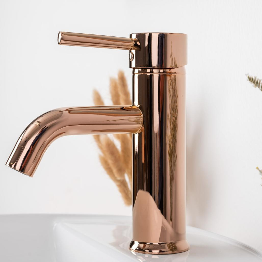 Robinet pour salle de bain moderne narva or rose