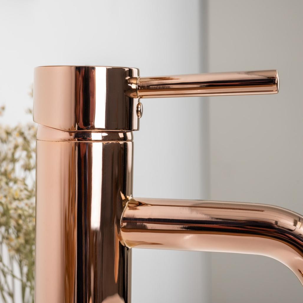 Robinet pour salle de bain moderne narva or rose