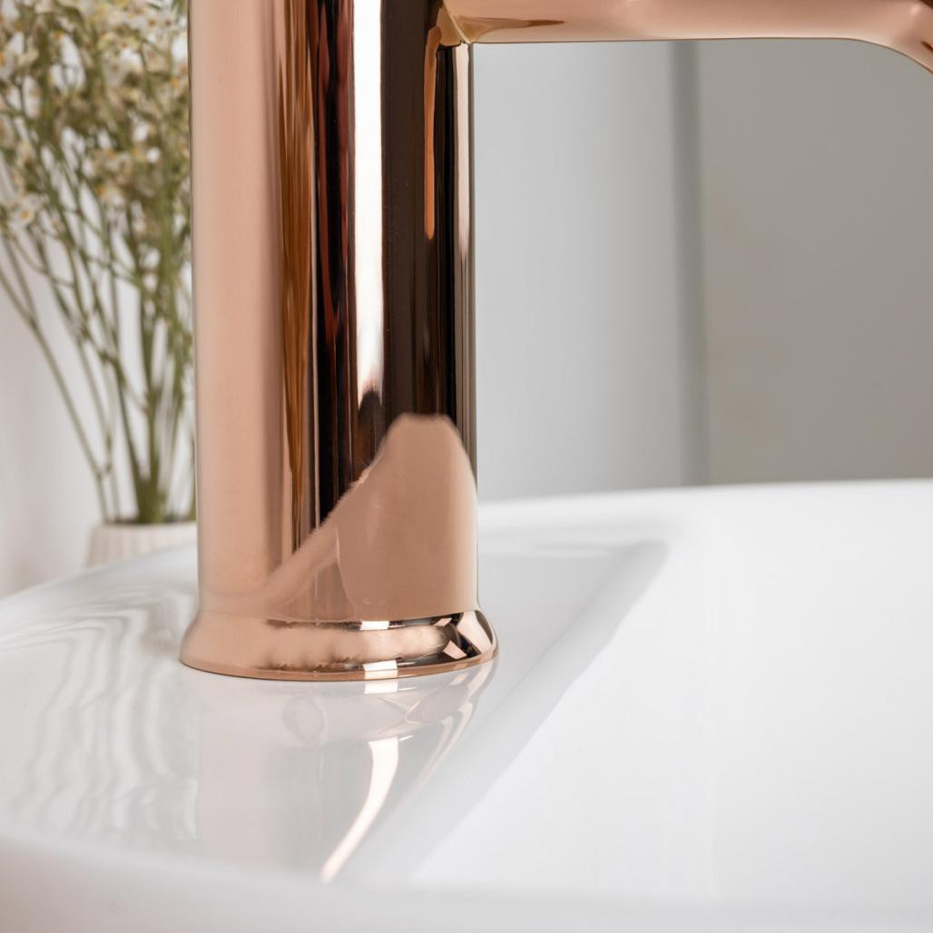 Robinet pour salle de bain moderne narva or rose