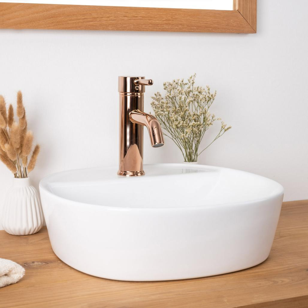 Robinet pour salle de bain moderne narva or rose