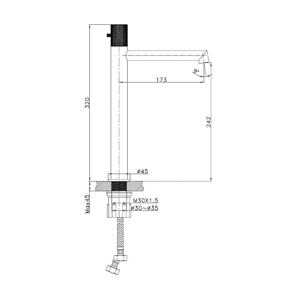 Mitigeur progressif haut pour vasque Irminio gun-métal Mitigeur progressif haut pour vasque Irminio gun-métal