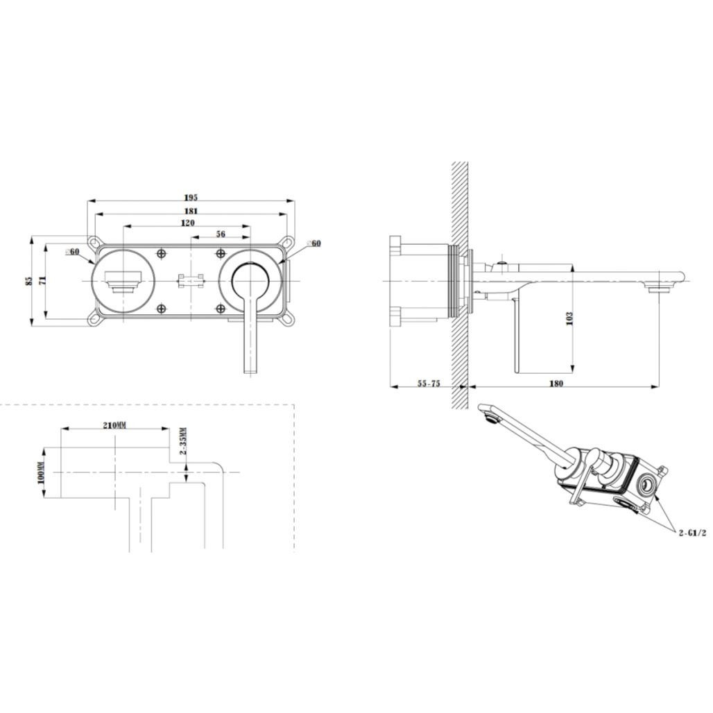 Robinet mural pour vasque Tamise chromé