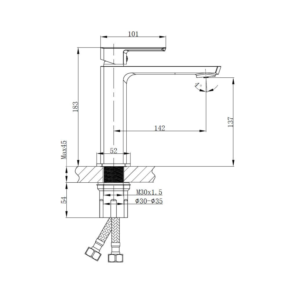 Robinet pour lavabo mitigeur Louga chrome Robinet pour lavabo mitigeur Louga chrome
