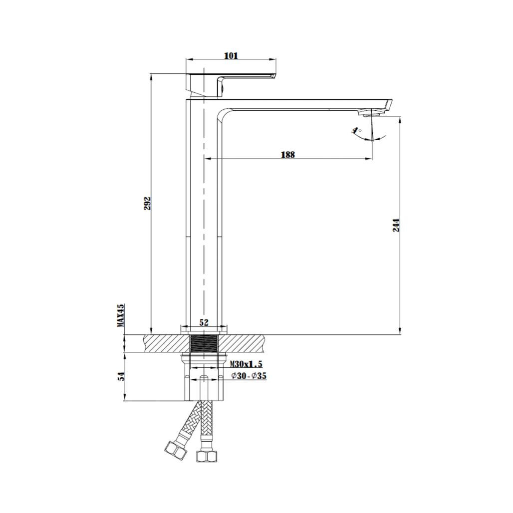 Robinet haut pour vasque Louga noir Robinet haut pour vasque Louga noir