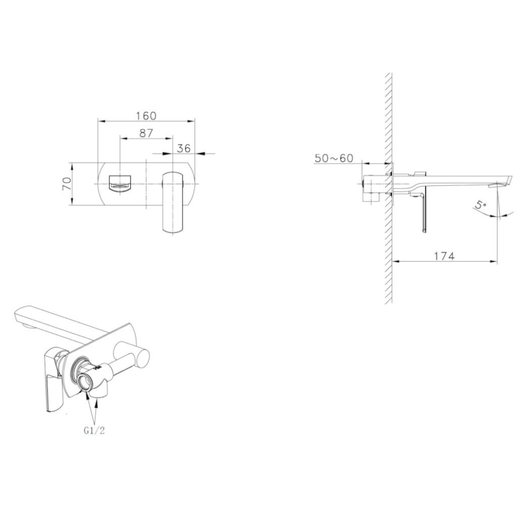 Robinet mitigeur encastrable Louga noir Robinet mitigeur encastrable Louga noir