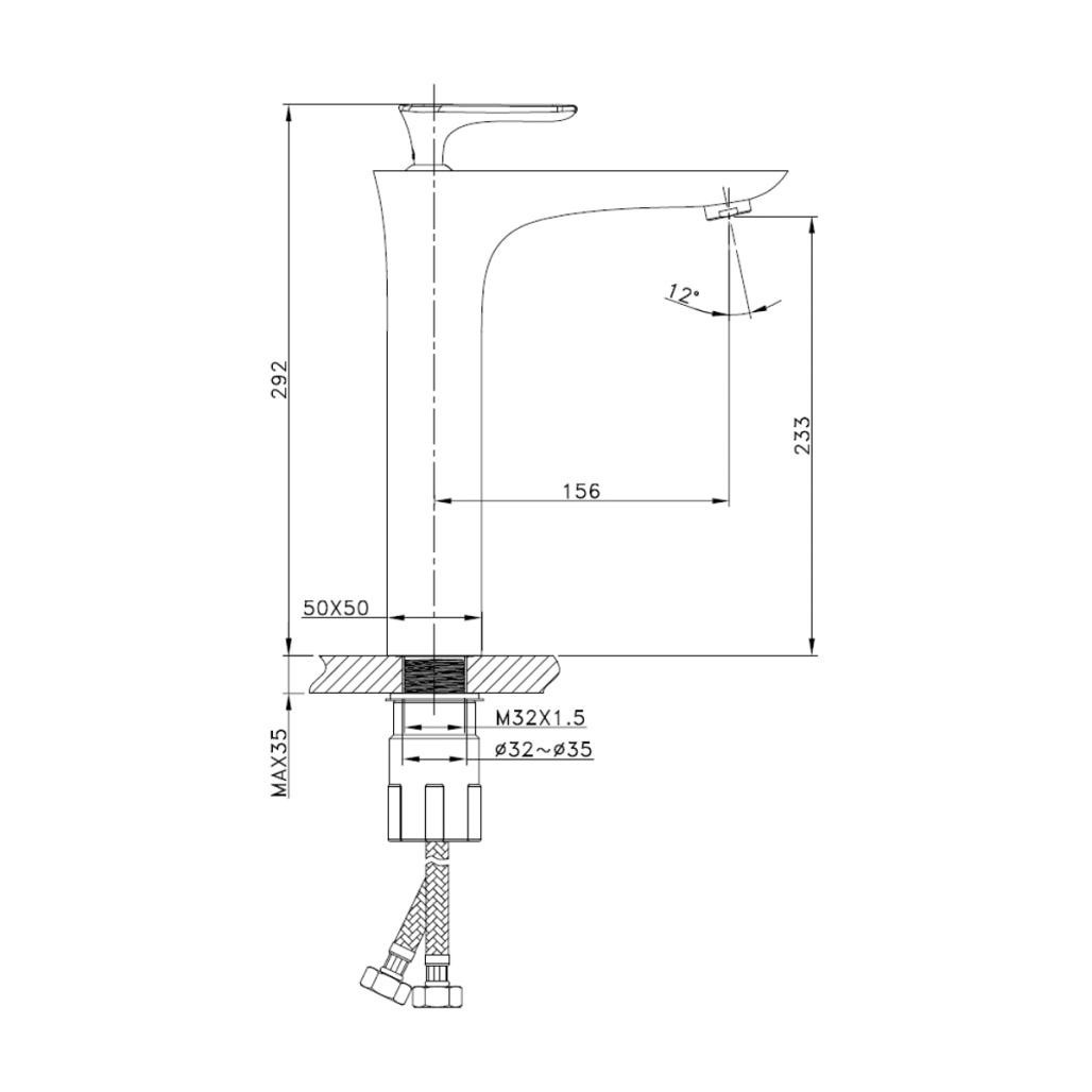 Robinet surélevé mitigeur Glomma chromé