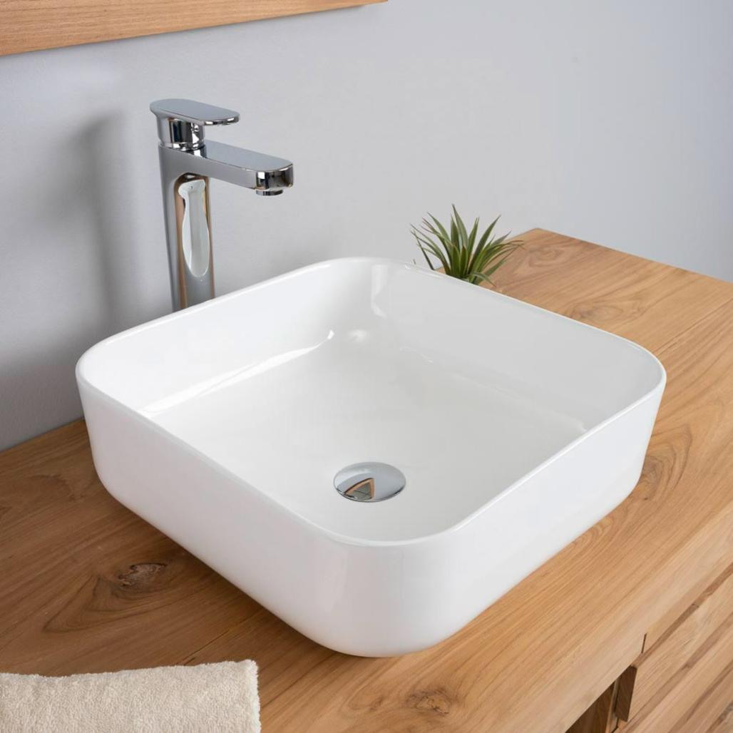 Vasque en céramique carré Ally 39cm