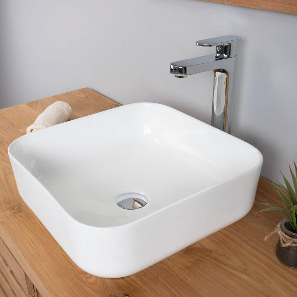 Vasque en céramique carré Ally 39cm Vasque en céramique carré Ally 39cm