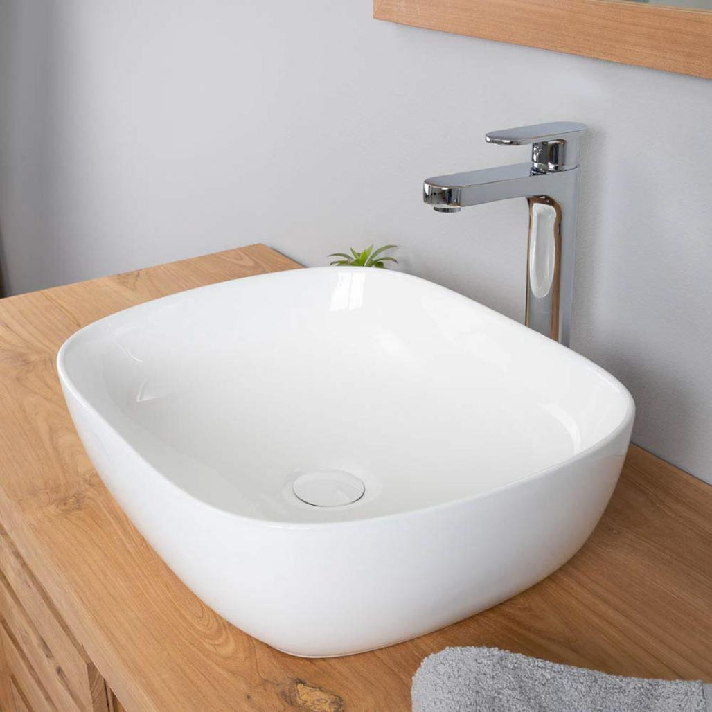 Vasque rectangulaire en céramique Phébie 50cm