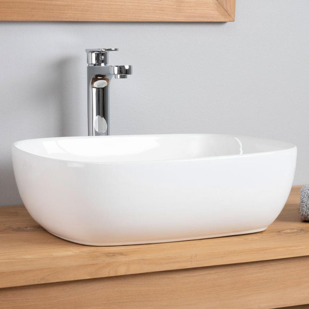 Vasque rectangulaire en céramique Phébie 50cm