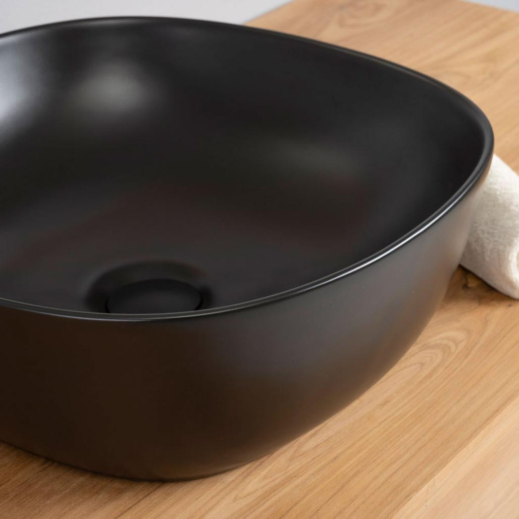 Vasque en céramique noir Phébie 43cm
