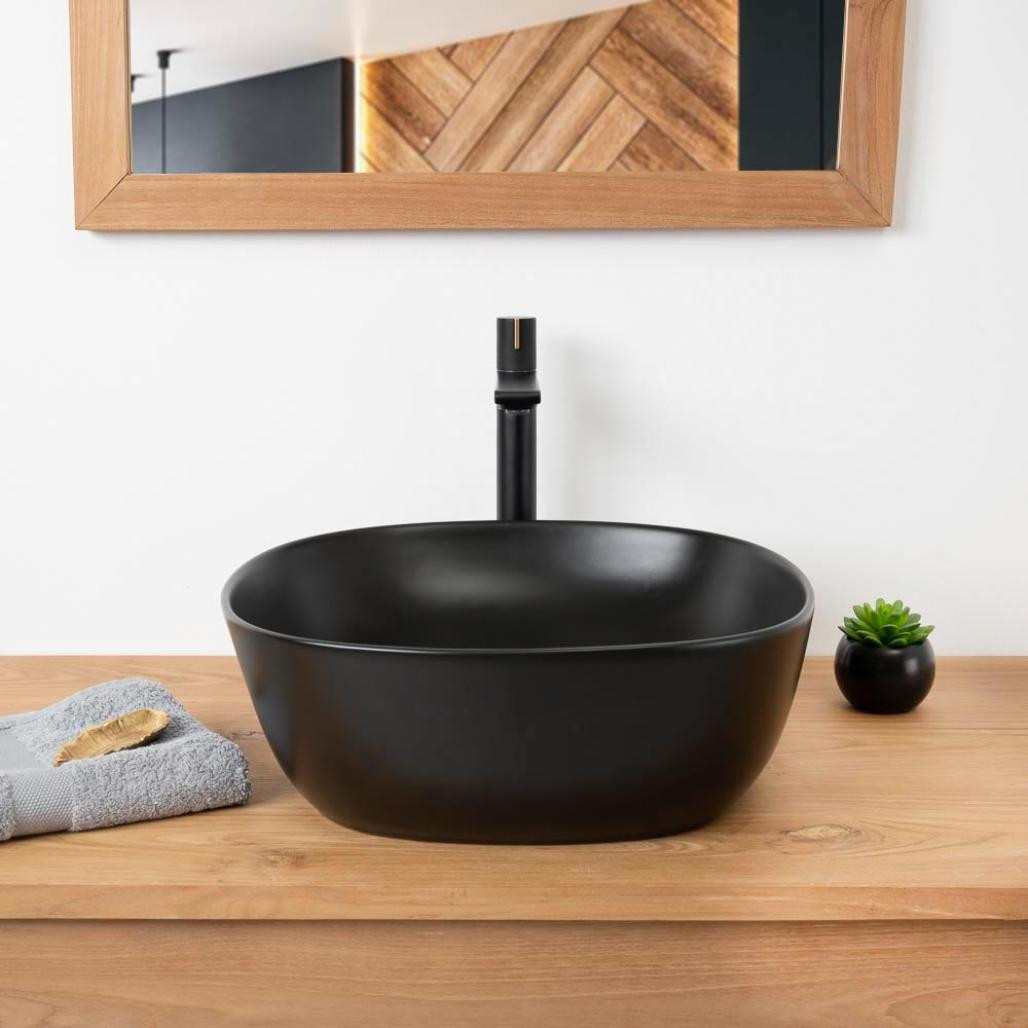 Vasque en céramique noir Phébie 43cm