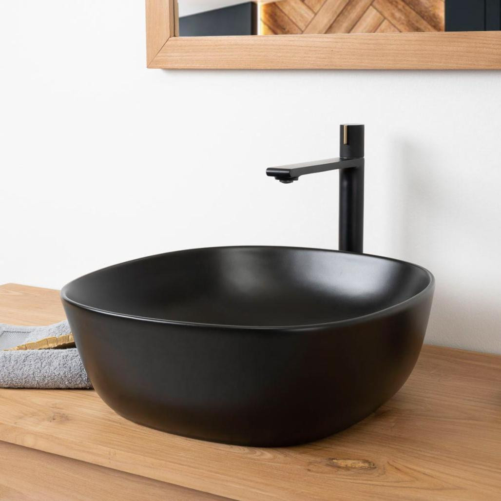 Vasque en céramique noir Phébie 43cm