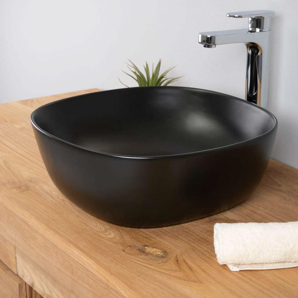 Vasque en céramique noir Phébie 43cm