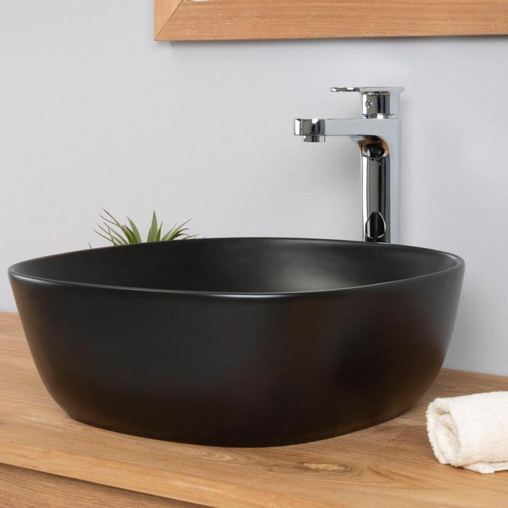 Vasque en céramique noir Phébie 43cm