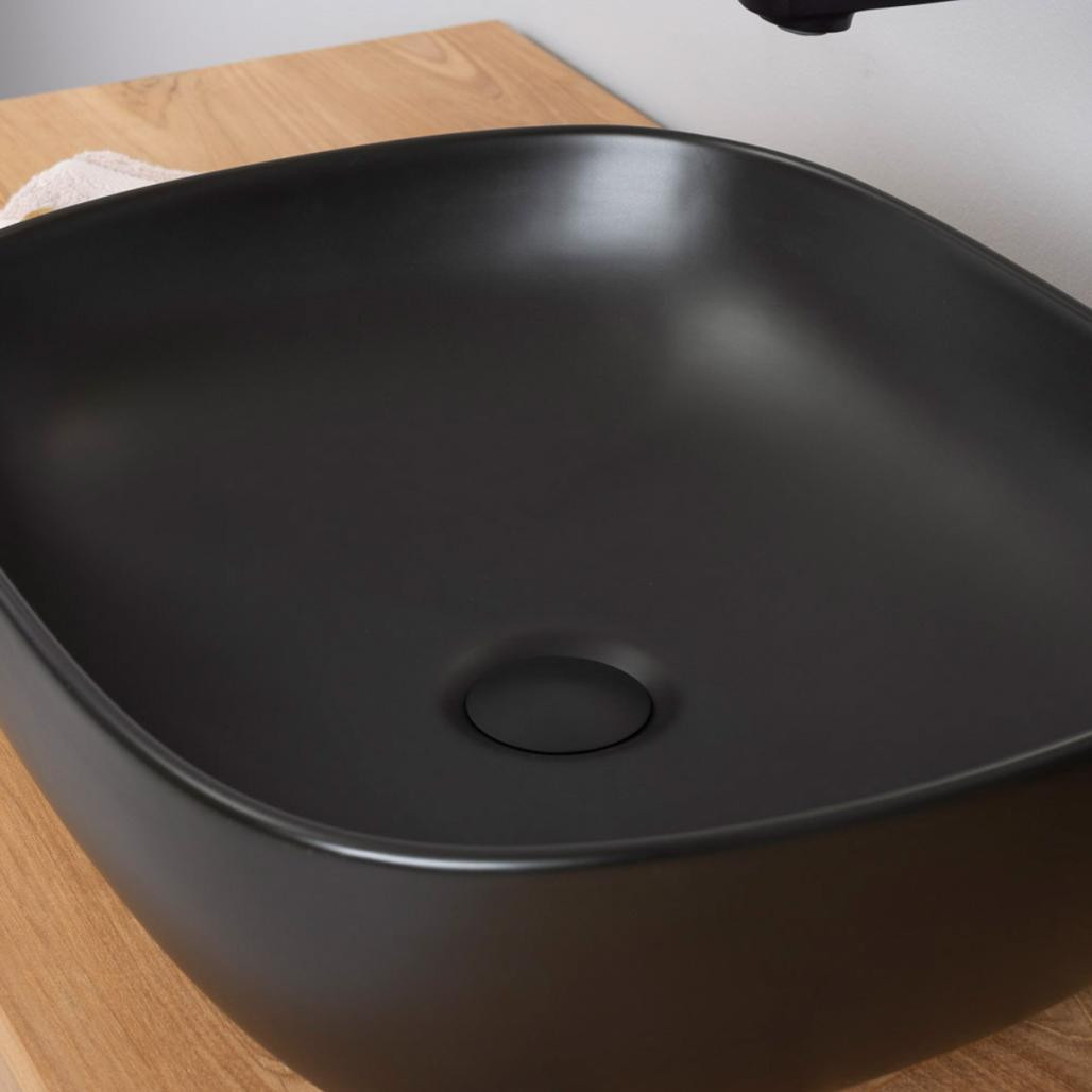 Vasque en céramique rectangulaire noir Phébie 48cm Vasque en céramique rectangulaire noir Phébie 48cm