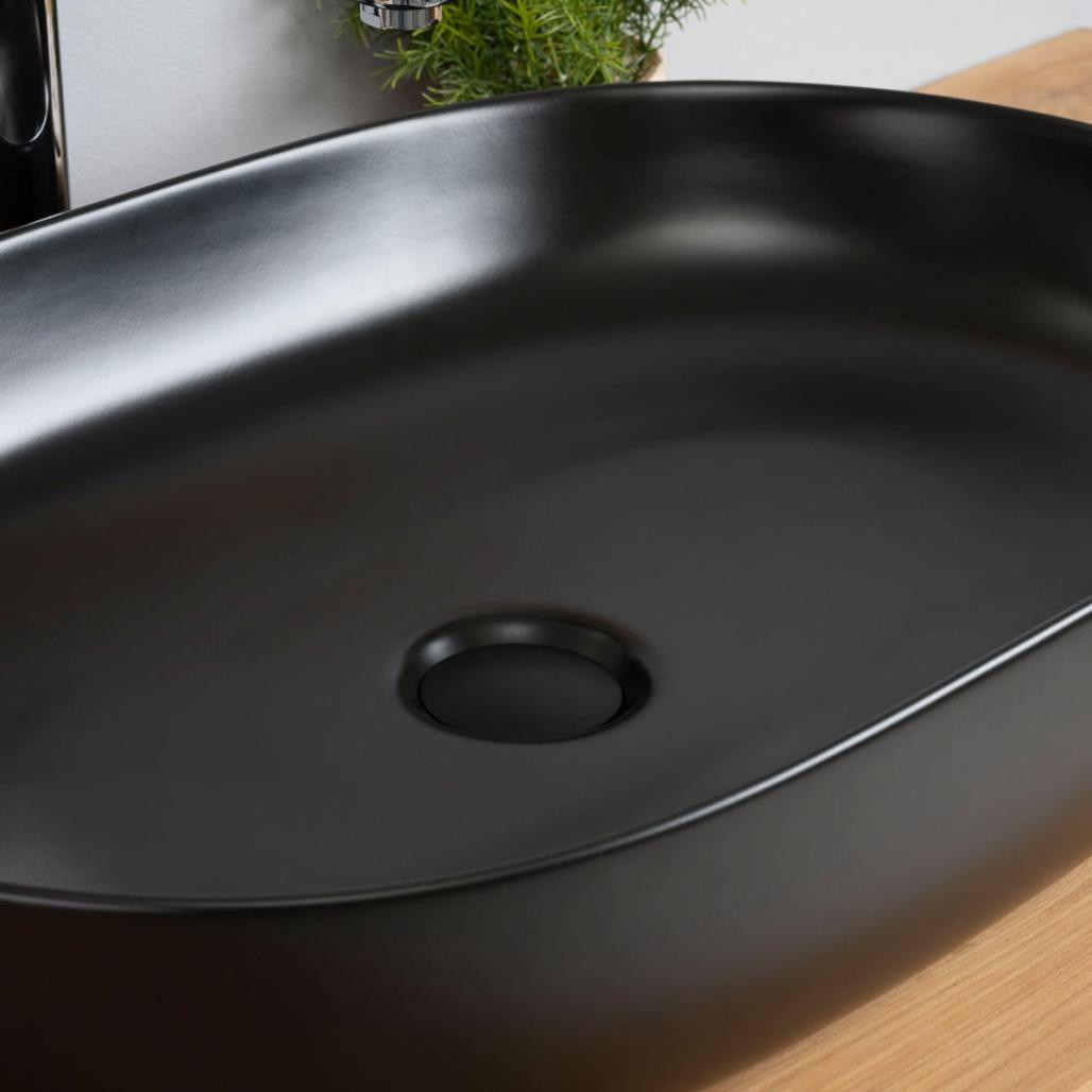 Vasque rectangulaire en céramique noir Phébie 61cm