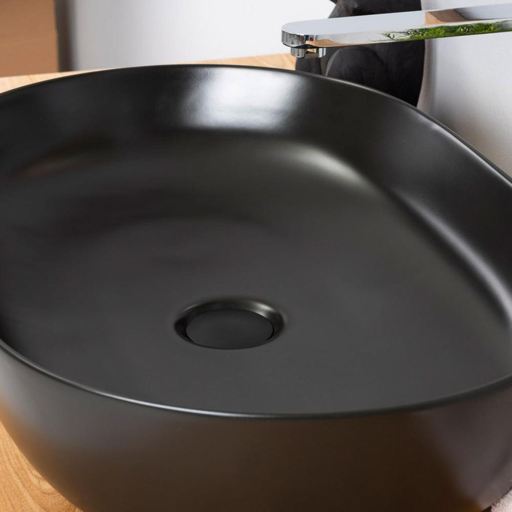 Vasque rectangulaire en céramique noir Phébie 61cm