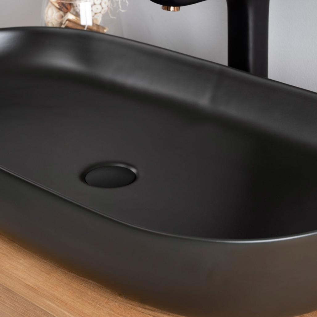 Grande vasque en céramique noir Phébie 82cm
