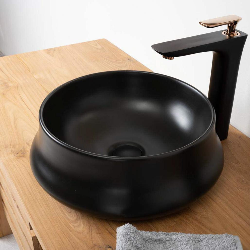 Vasque en céramique noir Axel 41cm Vasque en céramique noir Axel 41cm