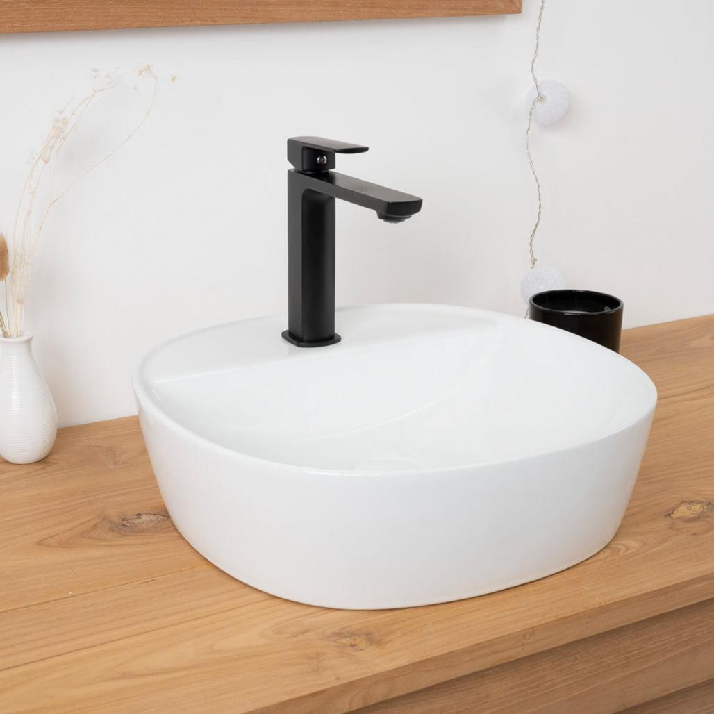 Vasque à poser en céramique avec plage Bahia 41cm