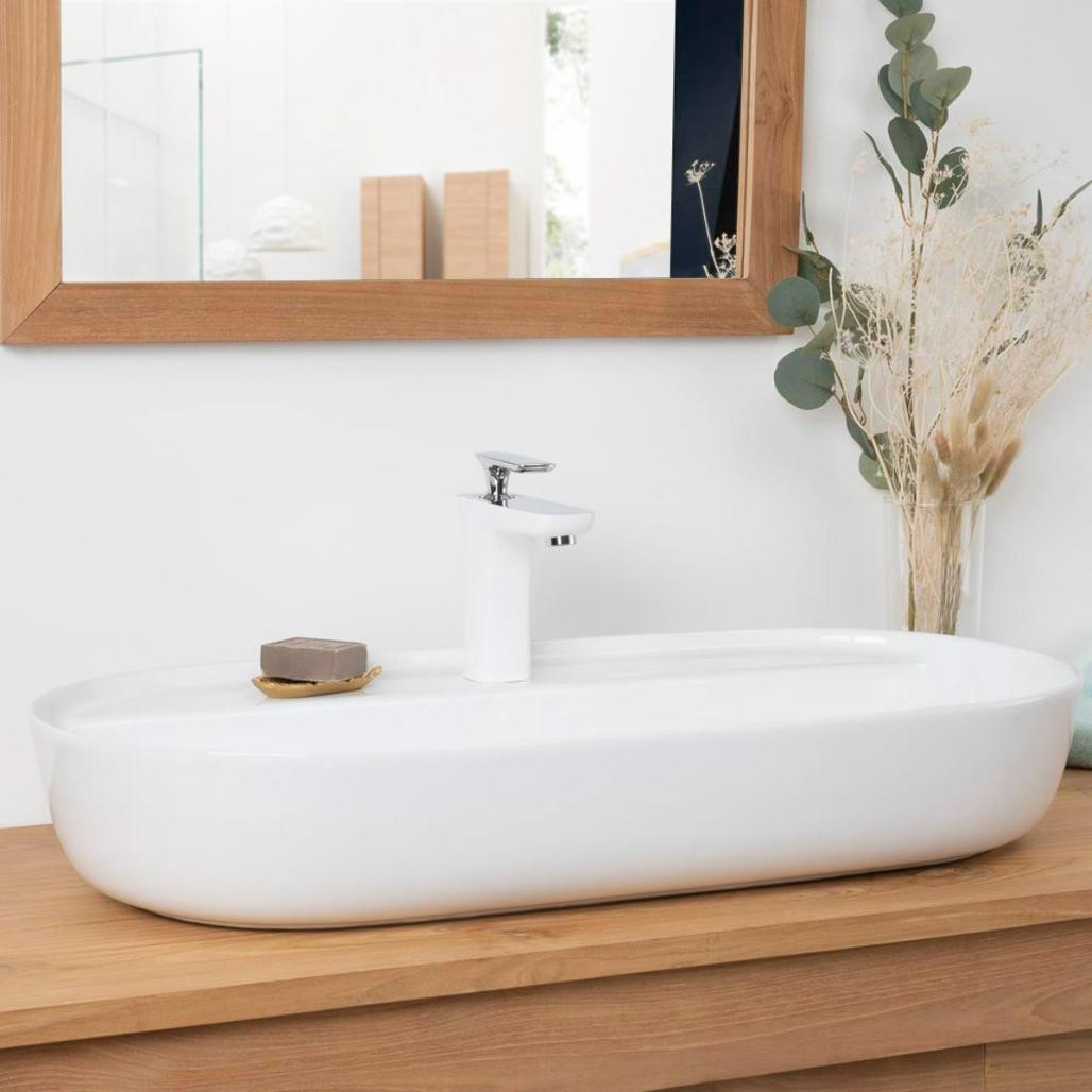 Grande vasque en céramique avec plage Bahia 82cm