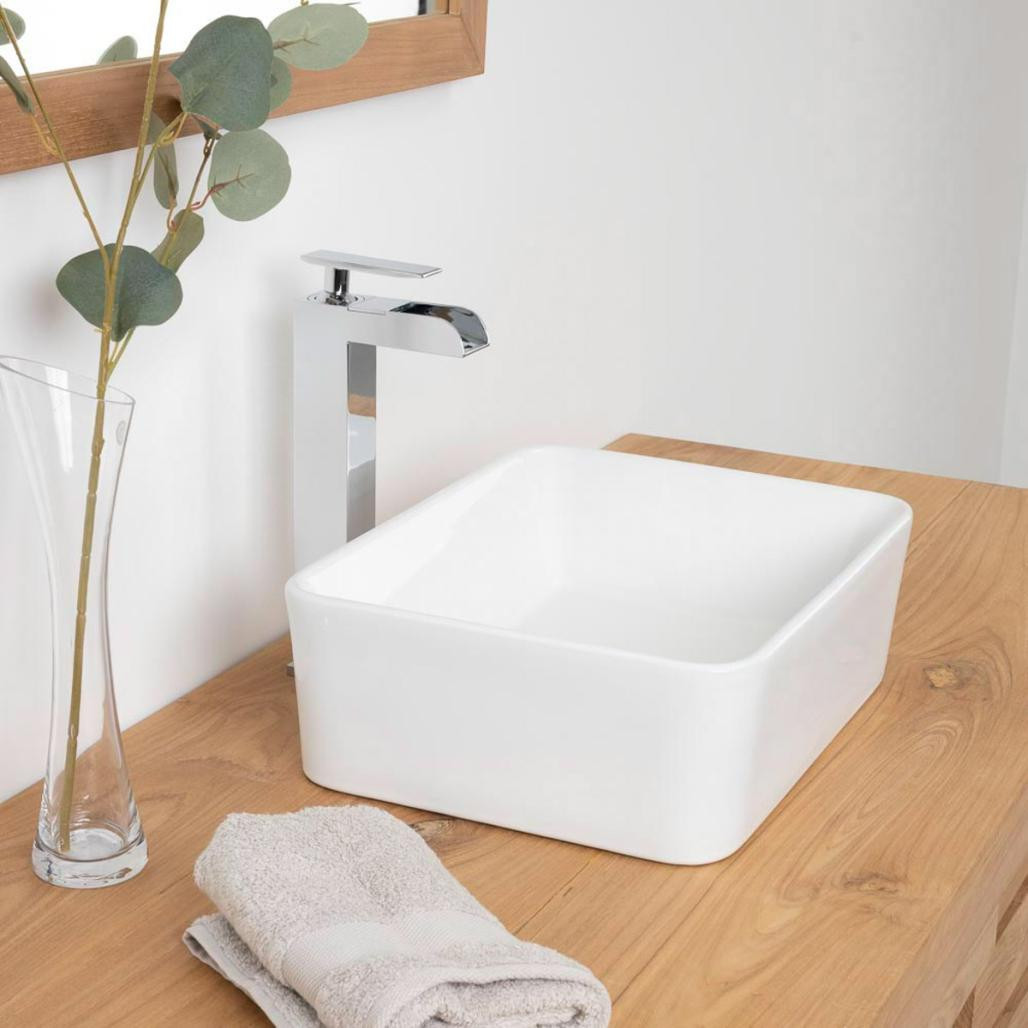 Vasque rectangulaire à poser céramique Gordon 40cm