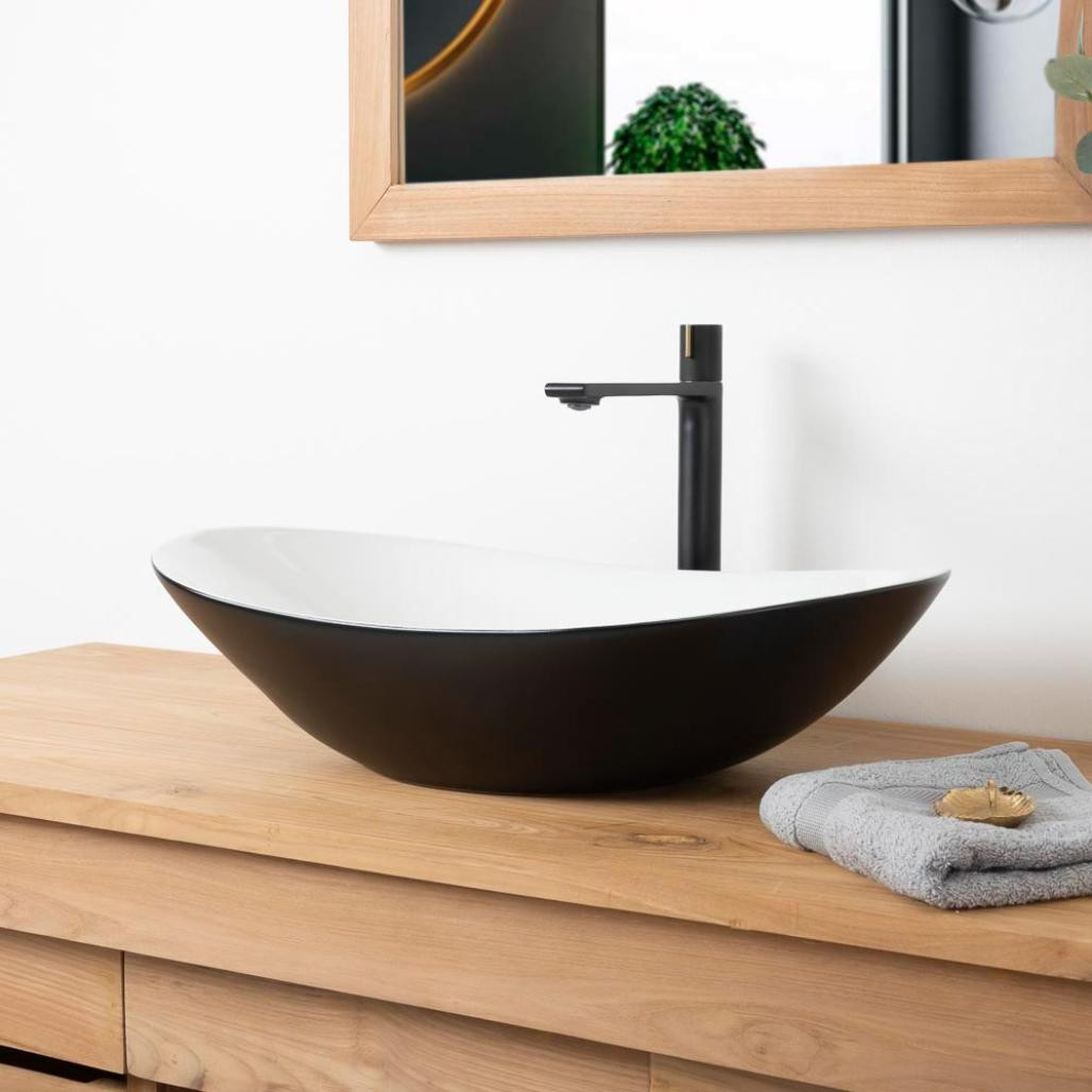 Vasque en céramique blanc et noir Jaxon 60cm