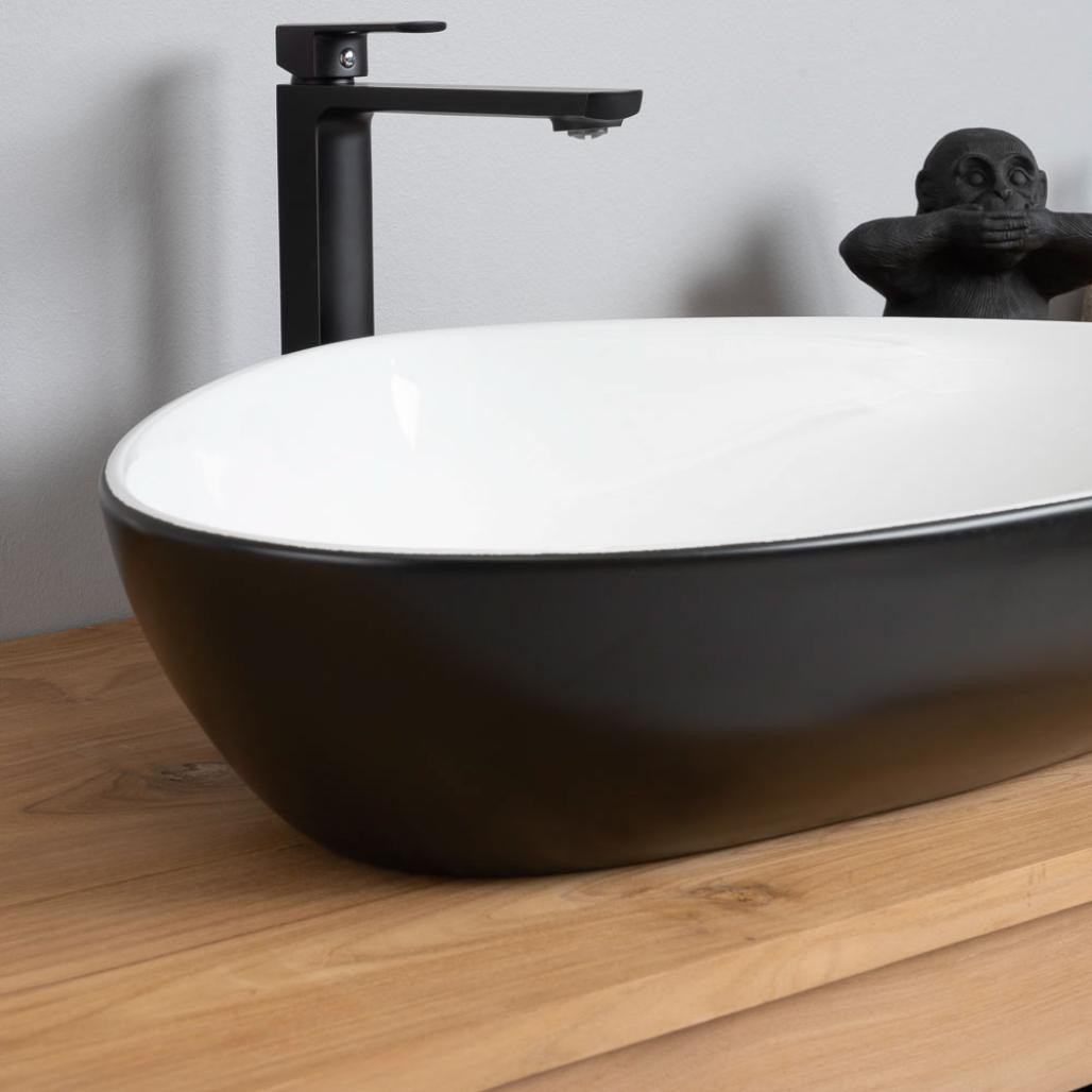 Vasque en céramique blanc et noir Jaxon 67cm