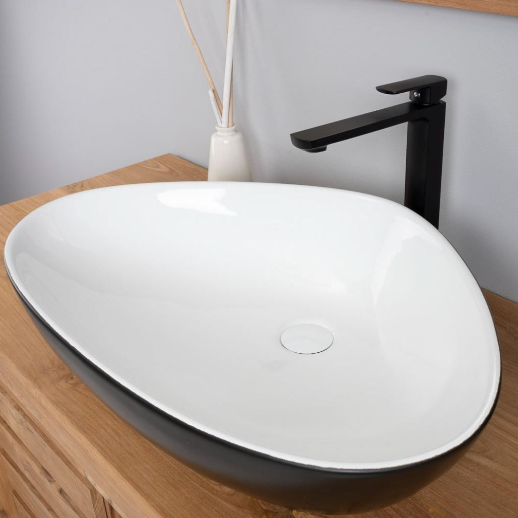 Vasque en céramique blanc et noir Jaxon 67cm