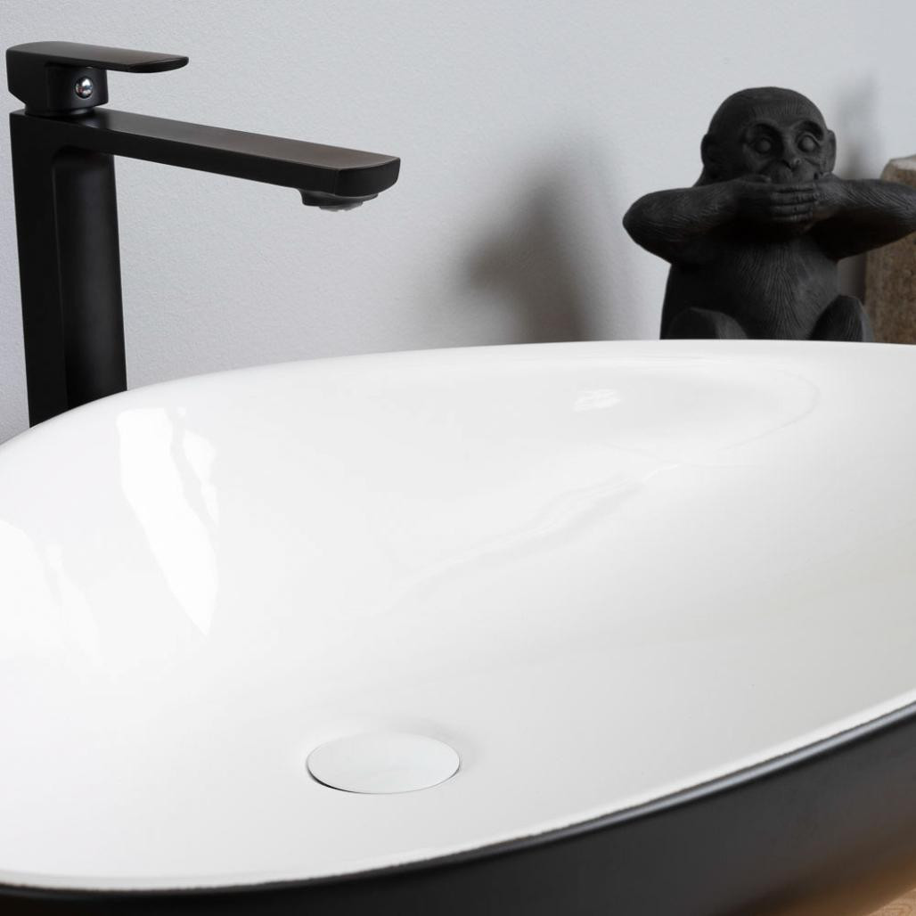 Vasque en céramique blanc et noir Jaxon 67cm