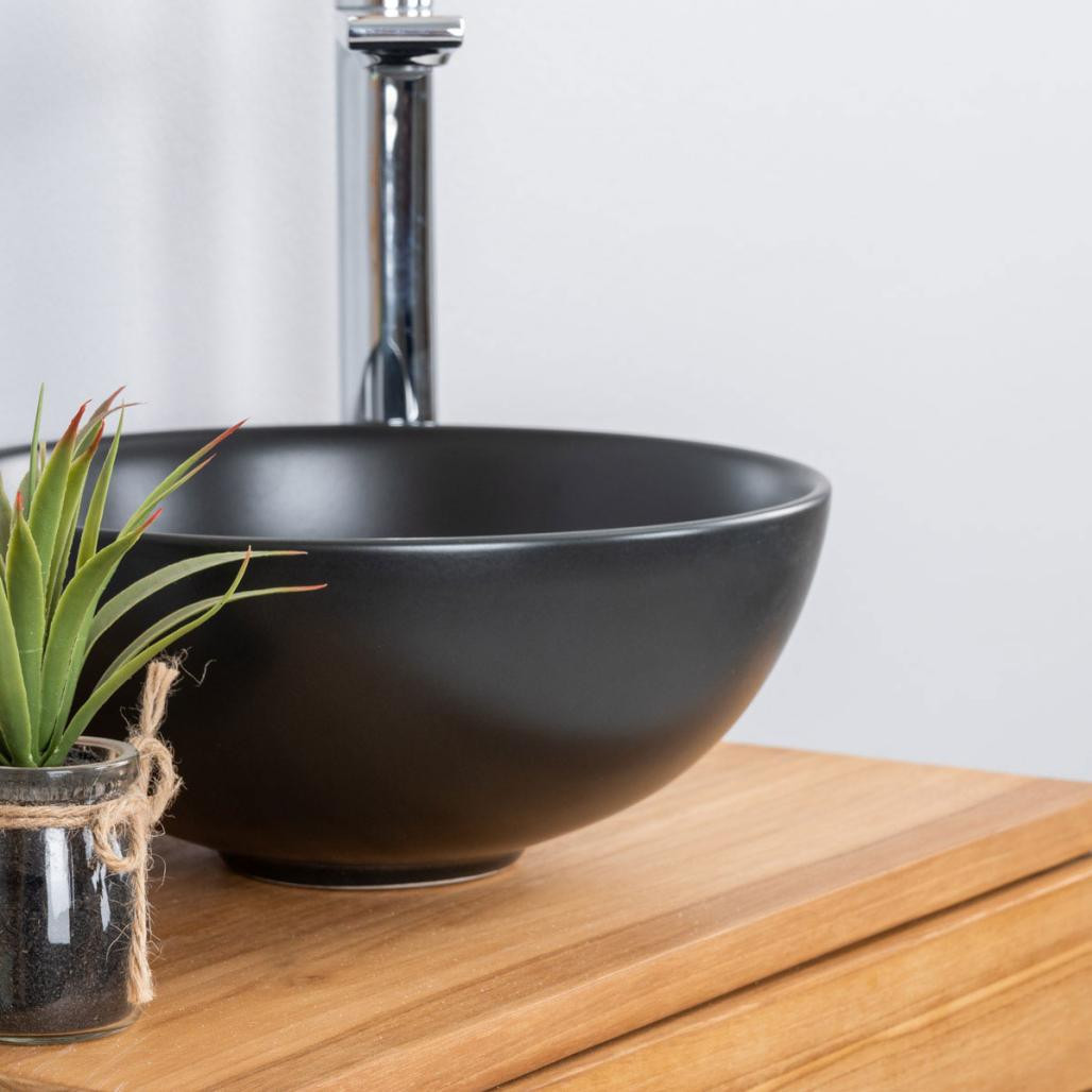 Petite vasque noire en céramique Luna 28 cm