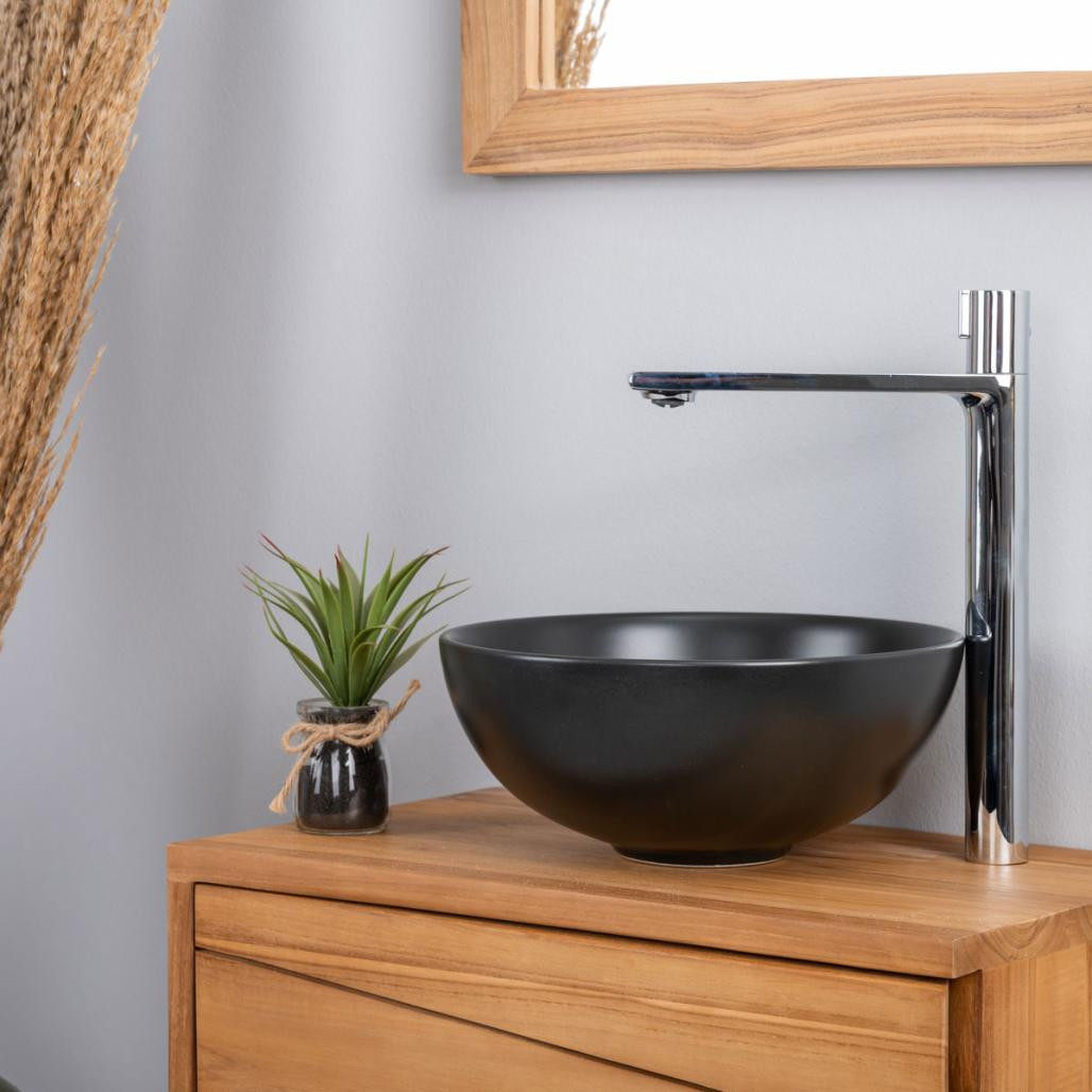 Petite vasque noire en céramique Luna 28 cm