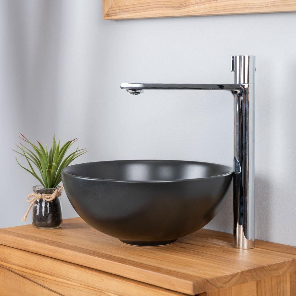 Petite vasque noire en céramique Luna 28 cm