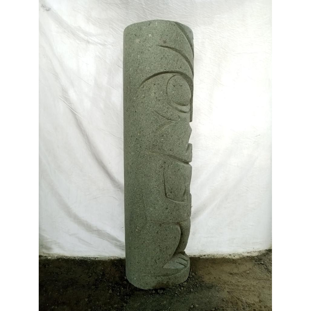 Tiki d'océanie totem jardin en pierre volcanique 1.50m