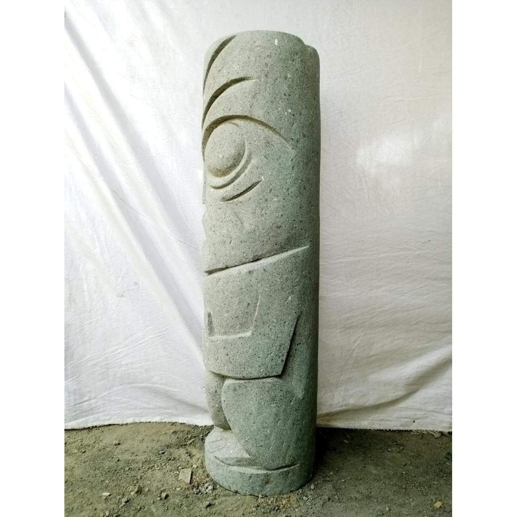 Tiki d'océanie totem jardin en pierre volcanique 1.50m
