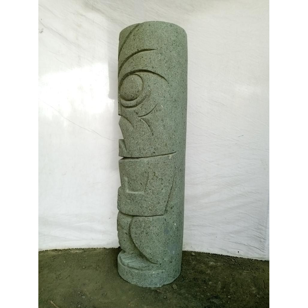 Totem en pierre tiki statue de jardin 1m Totem en pierre tiki statue de jardin 1m