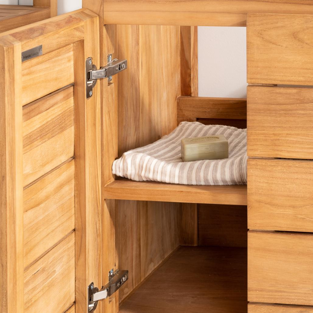 Meuble salle de bain en teck et céramique Ananta 60 cm Meuble salle de bain en teck et céramique Ananta 60 cm