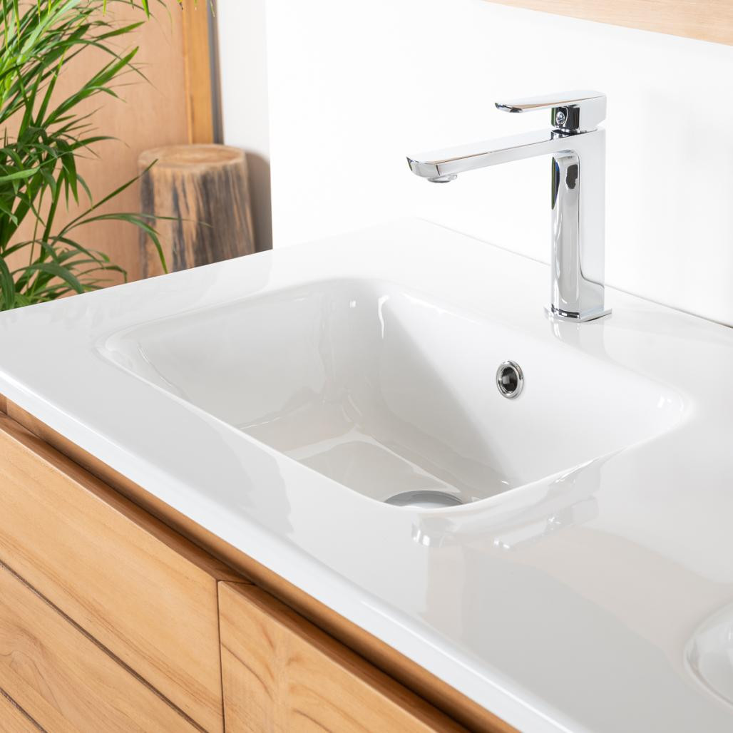 Meuble salle de bain en teck et céramique Ananta 120 cm