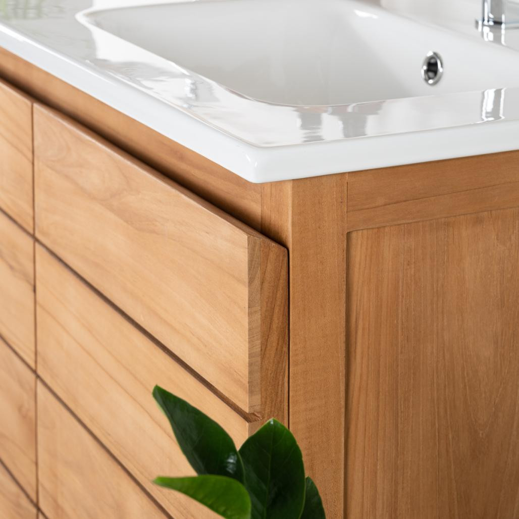 Meuble salle de bain en teck et céramique Ananta 120 cm