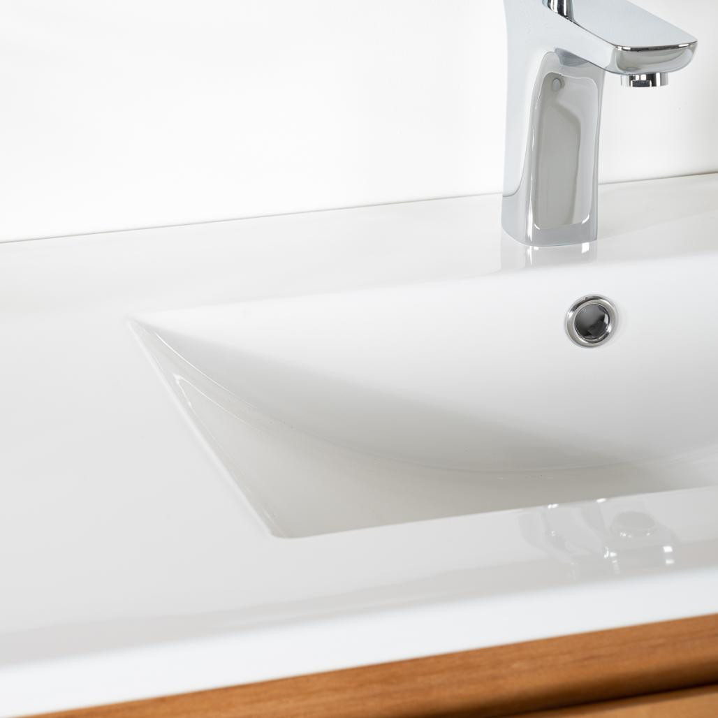 Meuble salle de bain en teck massif et céramique solo Ananta 120 cm Meuble salle de bain en teck massif et céramique solo Ananta 120 cm