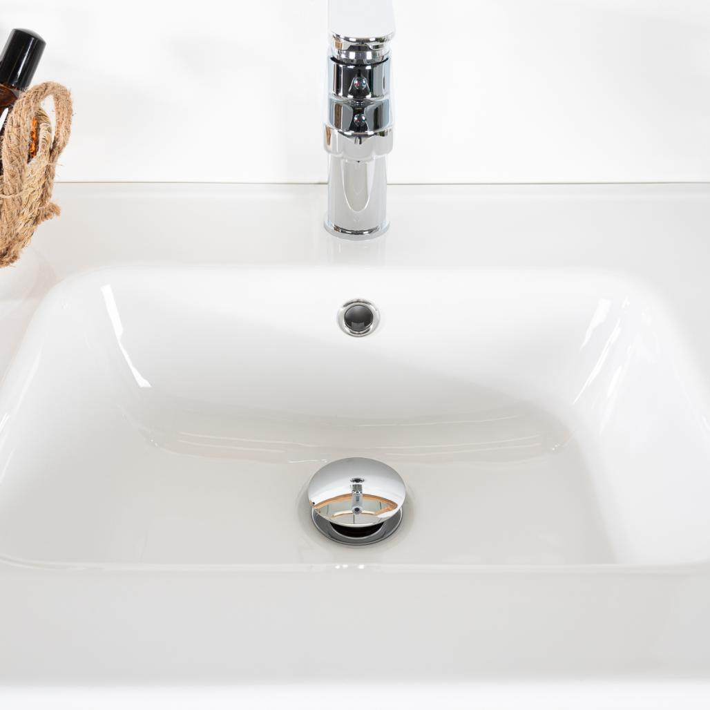 Meuble salle de bain en teck massif et céramique Toni 120 cm Meuble salle de bain en teck massif et céramique Toni 120 cm