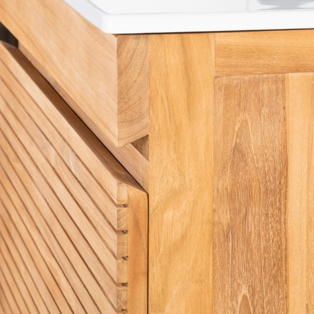 Meuble salle de bain en teck et céramique Aktual 60 cm Meuble salle de bain en teck et céramique Aktual 60 cm