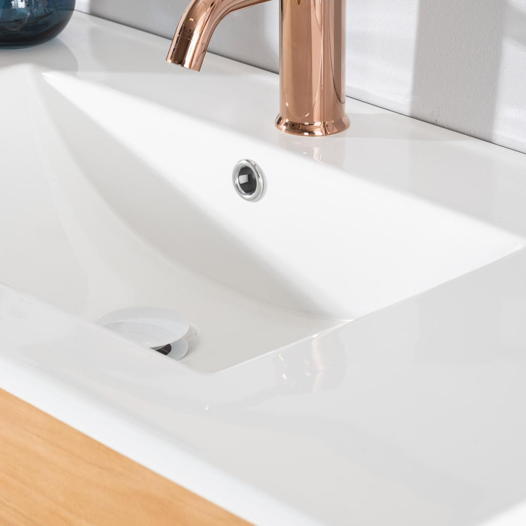 Meuble salle de bain en teck et céramique Aktual 90 cm Meuble salle de bain en teck et céramique Aktual 90 cm