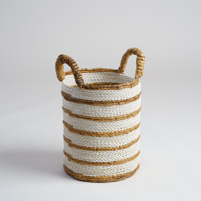 Panier en fibres végétales écru et marron S Sethi