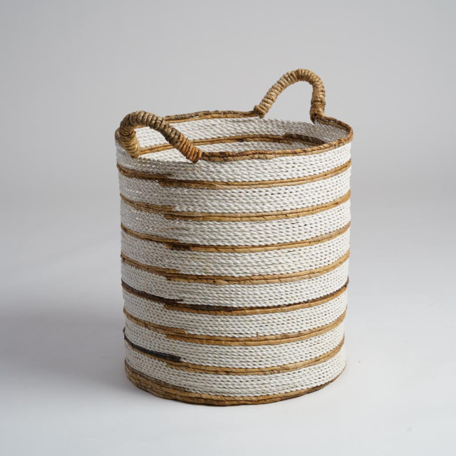 Grand panier en fibres végétales écru et marron XL Sethi