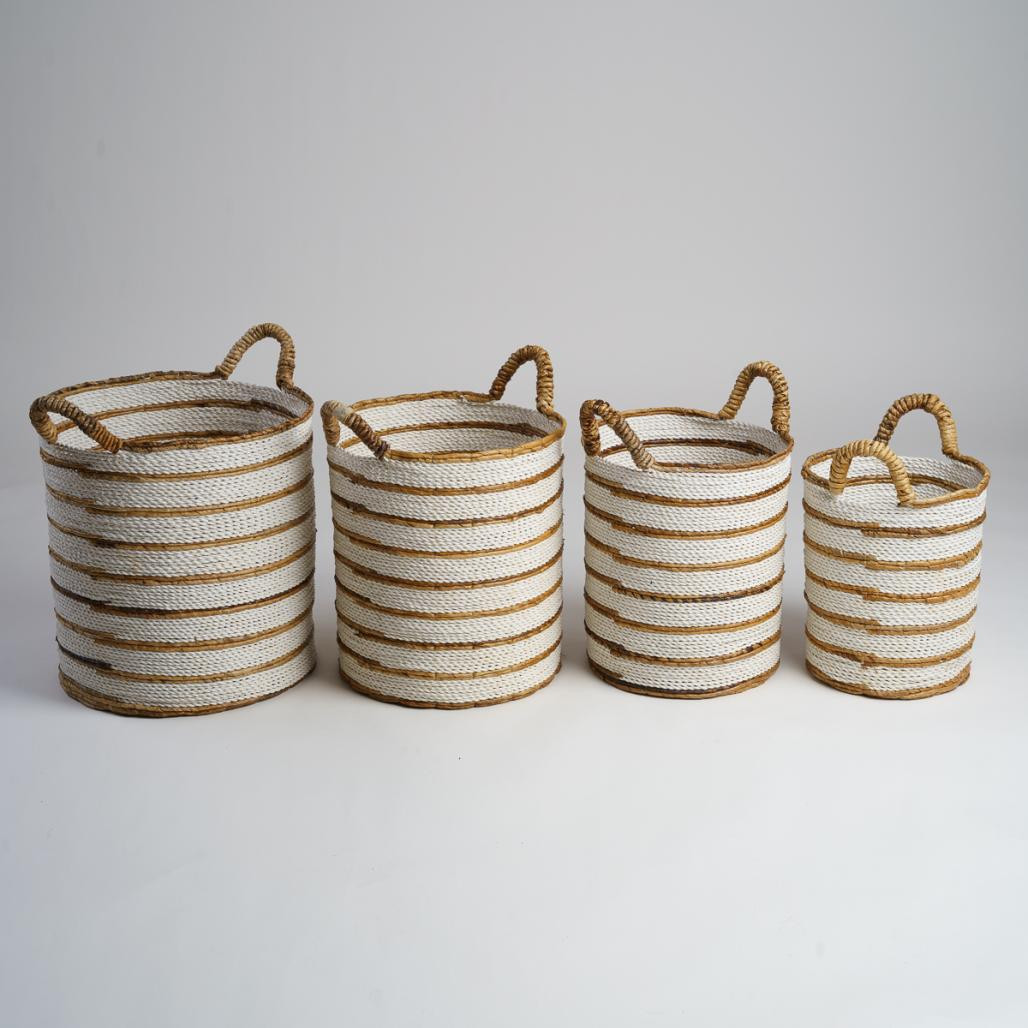 Grand panier en fibres végétales écru et marron XL Sethi