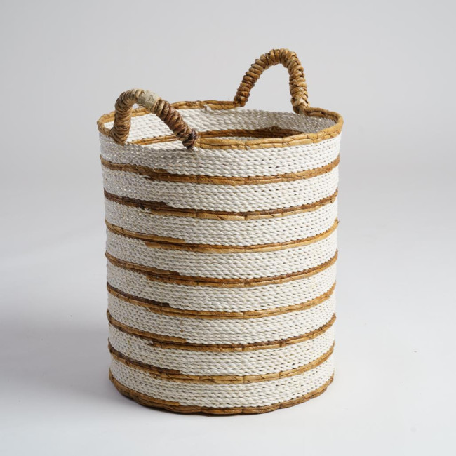 Panier en fibres végétales écru et marron L Sethi