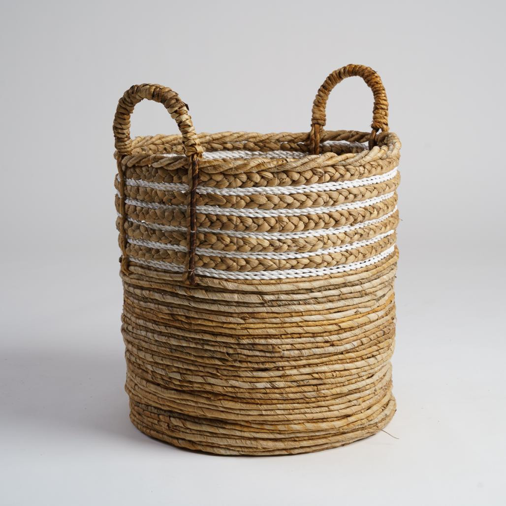 Grand panier en fibre végétale beige XL Yvo