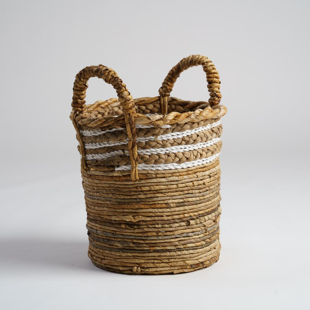 Panier en fibre végétale beige S Yvo